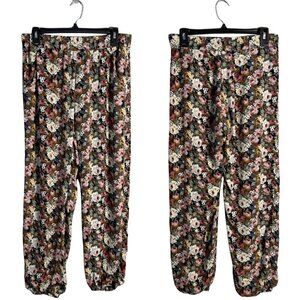 Show Me Your Mumu Floral Wide Leg Jogger Pants Women's Large Boho Festival Twee